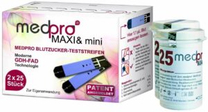 Medpro Mini&Maxi Blutzucker Test-Streifen 50 Stück
