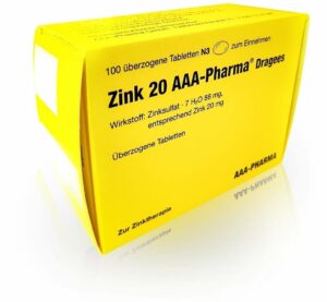 Zink 20 Aaa Pharma Dragees 100 Überzogene Tabletten