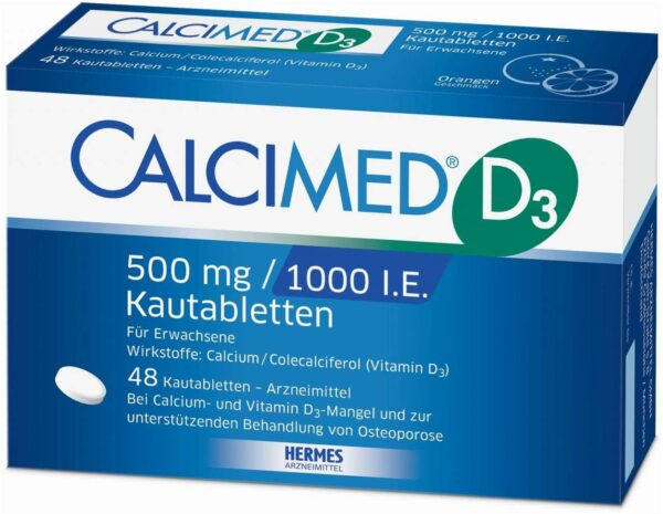 Calcimed D3 500 mg 1000 I.E. 48 Kautabletten