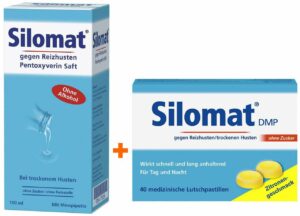 Sparset Erkältung Silomat 100 ml Saft + Silomat DMP Zitronen - Geschmack 40 Pastillen