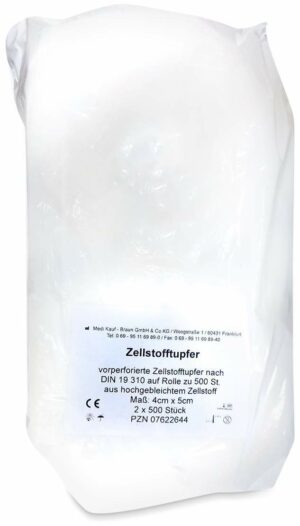 Zellstofftupfer 4 cm X 5 cm Rolle 2 X 500  Tupfer