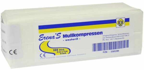 Erena Unsteril 5 X 5 cm 8fach 100 Kompressen