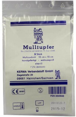 Mulltupfer 15x15cm Walnussgroß Steril 5 Tupfer