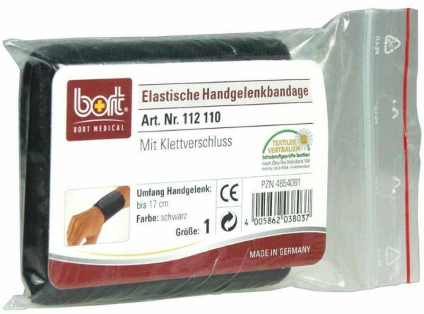 Bort Handgelenkbandage Mit Klettverschluss Gr.1 Schwarz 1 Stück