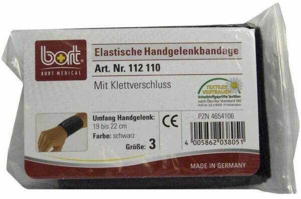 Bort Handgelenkbandage Mit Klettverschluss Gr.3 Schwarz 1 Stück