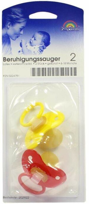 Beruhigungssauger Latex Gelb Rot 6-18 Monate 2 Stück