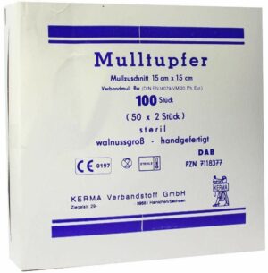 Mulltupfer 15x15cm Walnussgroß Steril 50x2 Tupfer