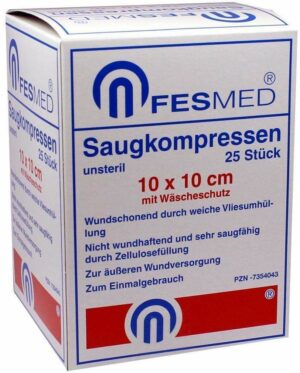 Saugkompressen 10x10cm Unsteril 25 Kompressen