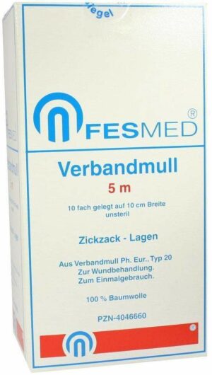 Verbandmull Zickzack Baumwolle 5x1m Unsteril