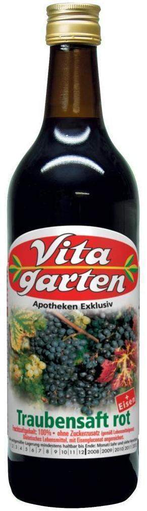 Vitagarten Roter Traubensaft + Eisen Einwegflasche 200 ml Saft