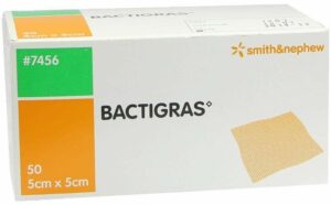 Bactigras Antiseptische Paraffingaze 5 cm X 5 cm 50 Stück
