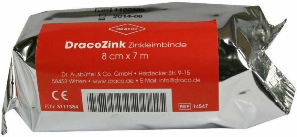 Zinkleimbinde Dracozink 8 cm X 7 M 1 Binde