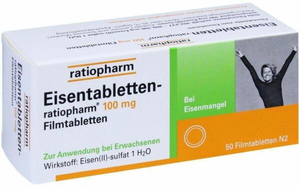 Eisentabletten Ratiopharm 100 mg 50 Filmtabletten