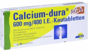 Calcium Dura Vit D3 600 mg - 400 I.E. 20 Kautabletten