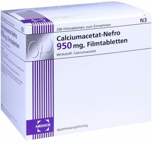 Calciumacetat Nefro 950 mg 200 Filmtabletten