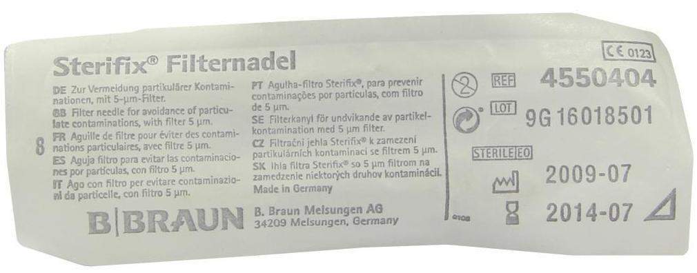 Infusionszubehör Sterifix Filternadel Mit Internem Filter 1 Kanüle