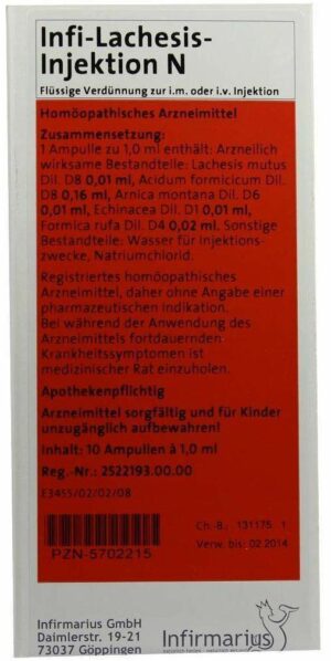 Infi Lachesis Injektion N 10 X 1 ml Ampullen