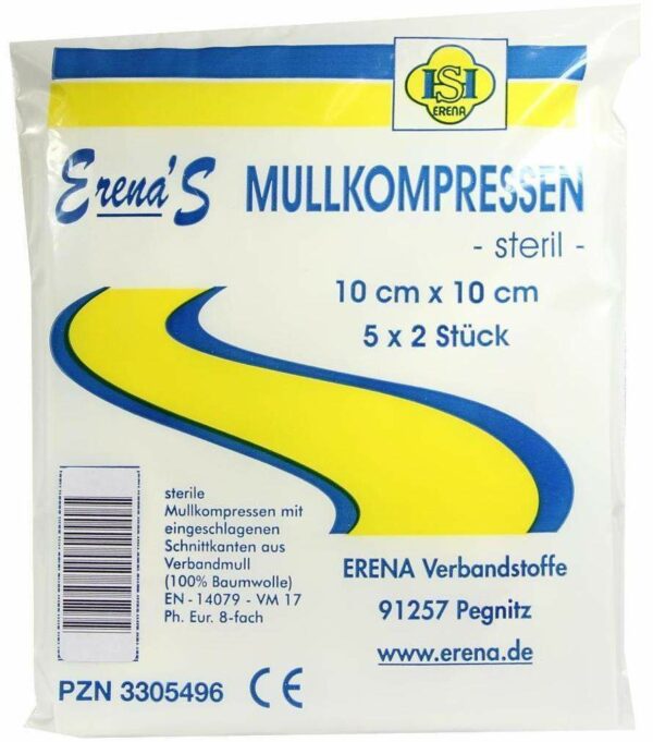 Erena Steril Mullkompresse 10 X 10 cm 8-Fach 5 X 2 Kompressen