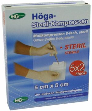 Höga Kompressen 5 X 5 cm Steril 8fach 5 X 2 Stück