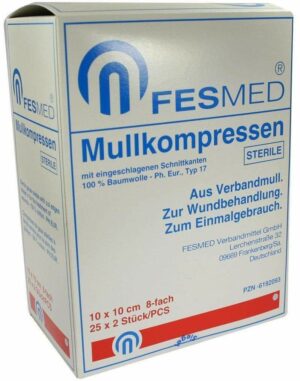 Mullkompressen Es 10 X 10 cm 8-Fach Steril 25 X 2 Kompressen