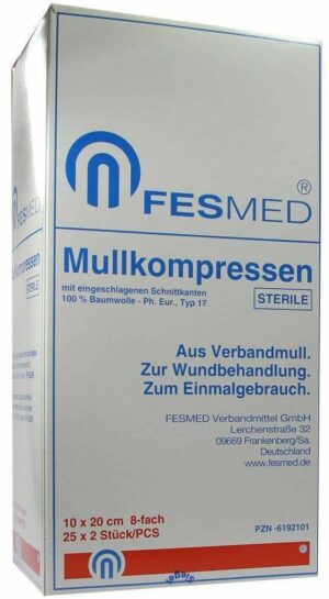 Mullkompressen 10 X 20 cm Steril 25 X 2 Stück