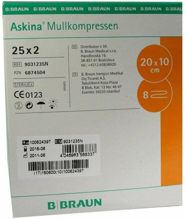 Askina Mullkompressen 10x20cm Steril 25x2 Kompressen