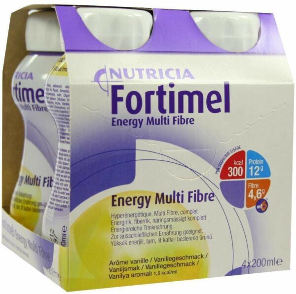 Fortimel Energy Multi Fibre Vanillegeschmack 4 X 200 ml
