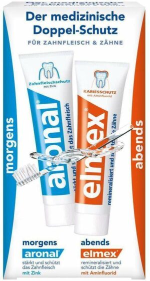 Aronal und Elmex Mini Doppelschutz Zahnpasta 2 X 12 ml