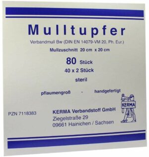 Mulltupfer 20 X 20 cm Pflaumengroß Steril 40 X 2 Tupfer