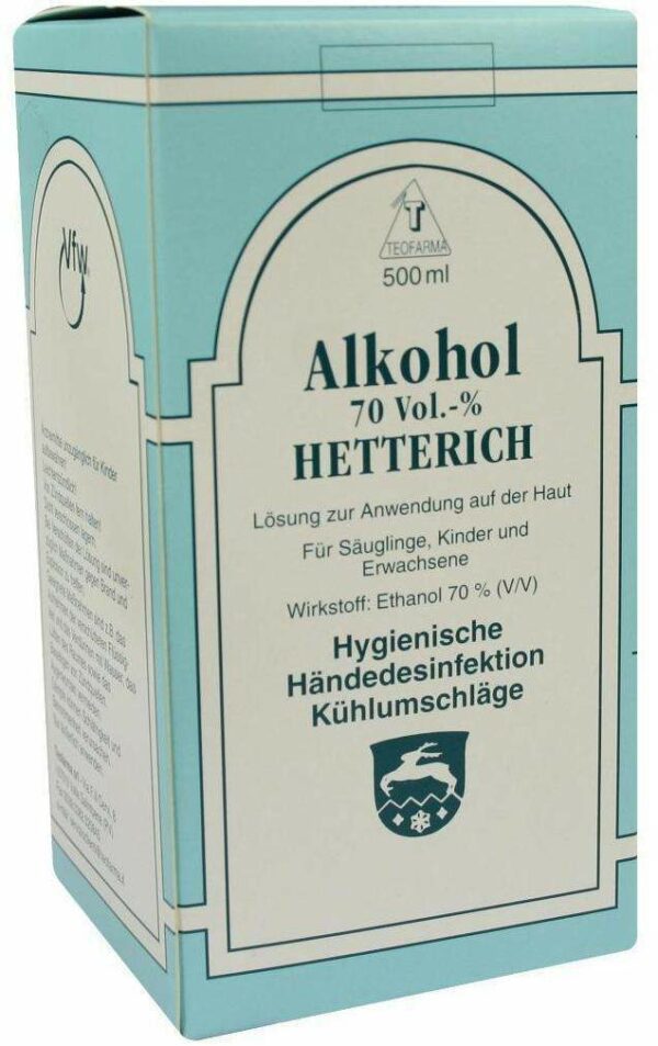 Alkohol 70% V°v Hetterich 500 ml