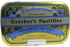 Grethers Blackcurrant Silber Zuckerfrei Pastillen Dose