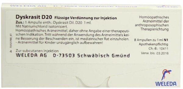 Dyskrasit D 20 Weleda 8 X 1 ml Ampullen