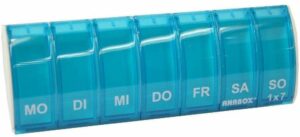 Anabox 1 Tabletten - Box Wochentage Mo - So 7 Tage - Box Türkis