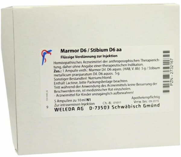 Marmor D 6 Stibium D 6 Aa Weleda 5 X 10 ml Ampullen