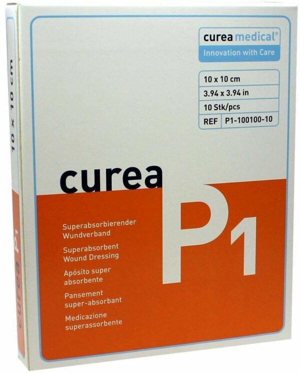 Curea P1 Superabsorbierender Wundverband 10x10cm 10 Kompressen