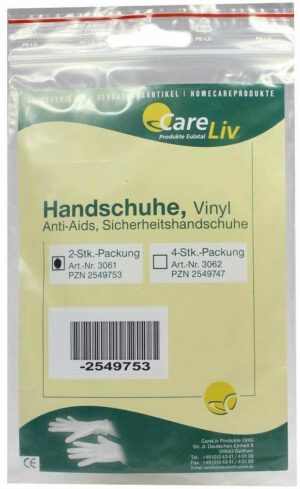 Handschuhe Vinyl Anti Aids 2 Handschuhe