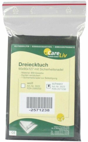 Dreiecktuch Bw 90x90x127 Schwarz Mit Sicherheitsnadel