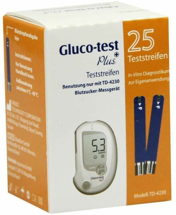 Gluco Test Plus Für Td-4230 25 Blutzuckerteststreifen
