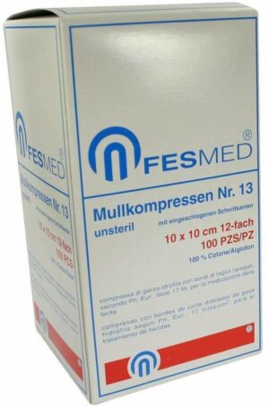 Mullkompressen Es Gr.13 10x10cm 12-Fach Unsteril