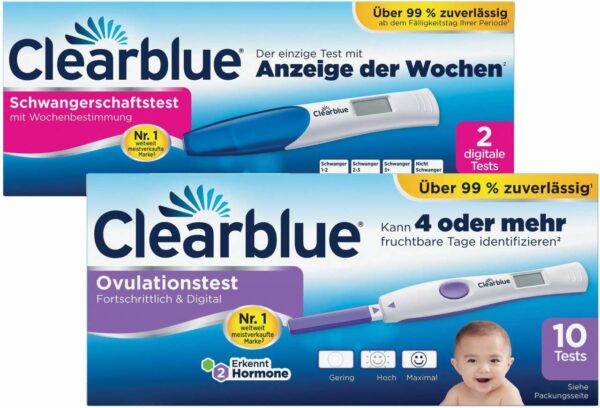 Sparset Clearblue Digital Ovulationstest 10 Stück + Clearblue Digital mit Wochenbestimmung 2 Stück