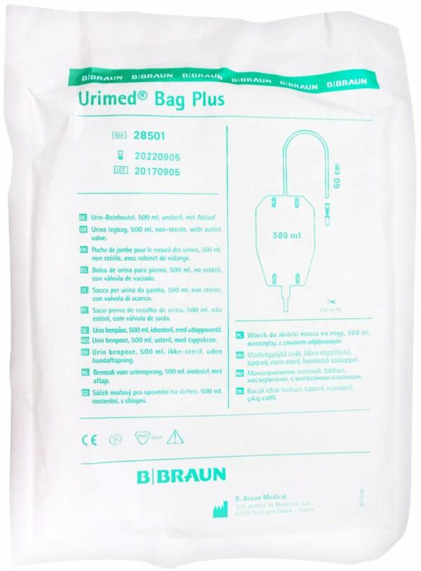 Urin Beinbeutel 500 ml Antirefluxventil 60cm