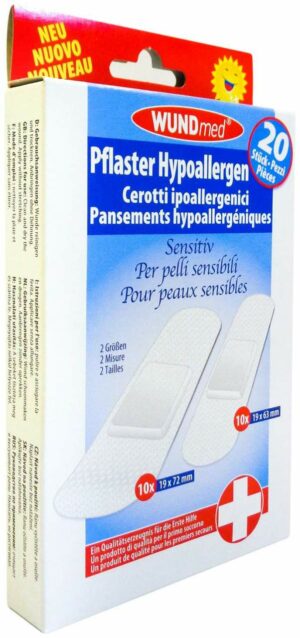 Pflaster Hypoallergen Sensitiv Transparent 2 Größen 20 Pflaster