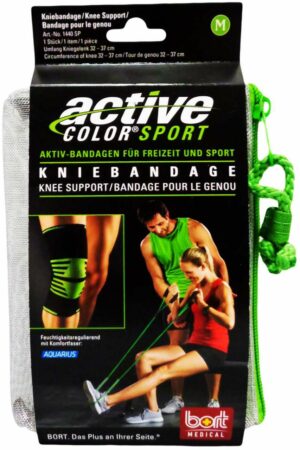 Bort Active Color Sport Kniebandage M Schwarz Grün 1 Stück
