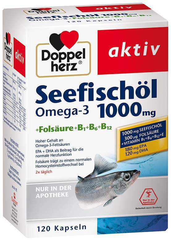 Doppelherz Seefischöl 1000 mg Omega3 + Folsäure 120 Kapseln