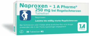 Naproxen 1A Pharma 250 mg bei Regelschmerzen 30 Tabletten