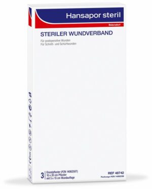 Hansapor Steril Wundverband 10 X 20 cm 3er Packung