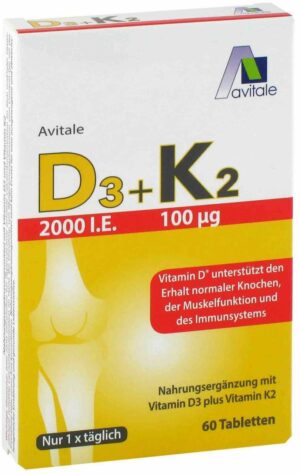 Vitamin D3 + K2 2000 I.E. + 100 µg 60 Tabletten
