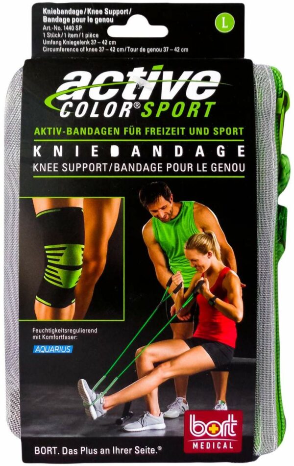 Bort Activecolor Sport Kniebandage L Schwarz Grün 1 Stück