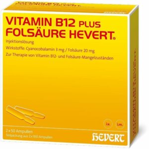Vitamin B12 Plus Folsäure Hevert á 2 ml 2 X 100 ml Ampullen
