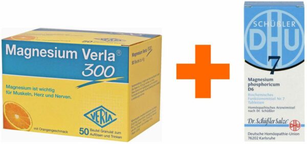 Magnesium Verla 300 uno 50 Beutel + Biochemie DHU Nr.7 Magnesium phosphoricum D6 200 Tabletten